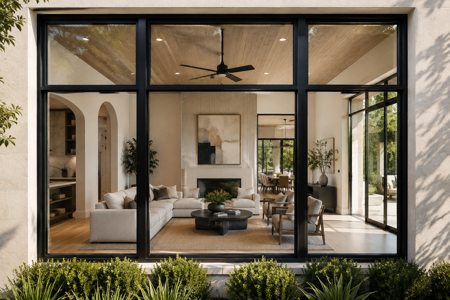 Thermally broken window system installed in a modern Texas home